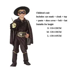 Бесплатная доставка Zorro косплей костюм Взрослый мужской COS Zorro Assassin костюм женский Zorro плащ маска для глаз/взрослый костюмы на Хэллоуин