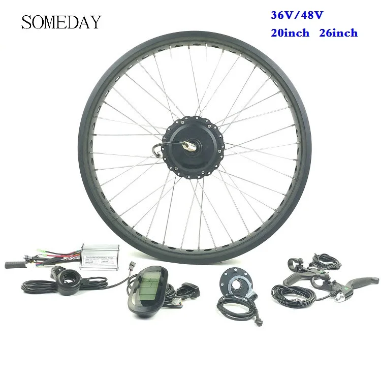 

SOMEDAY Snow Bike Electric Bicycle conversion kit with LCD6 display 20 26 inch 36V/48V500W E-bike rear rotate hub Motor fat tire