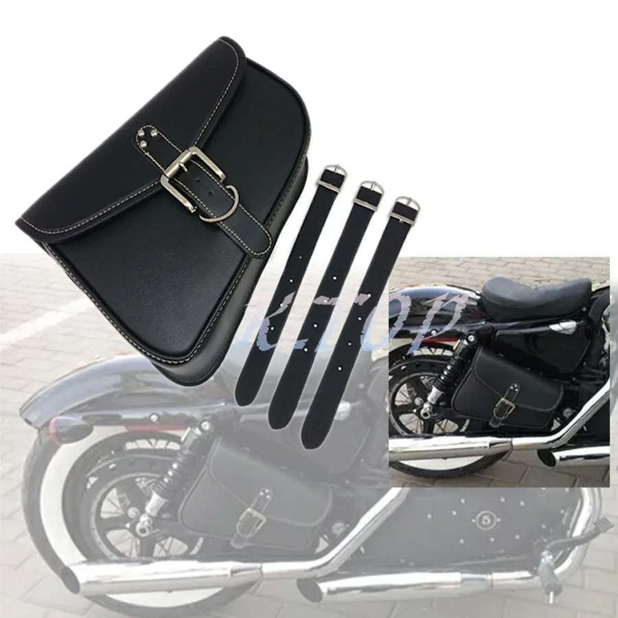 MOTORCYCLE PU LEATHER SADDLEBAGS SADDLE TOOL POUCH SIDE BAG STORAGE FOR
