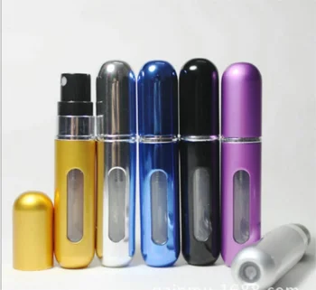 

5ml Portable Mini Aluminum Refillable Perfume Bottle With Spray Empty Cosmetic Containers With Atomizer 500pcs