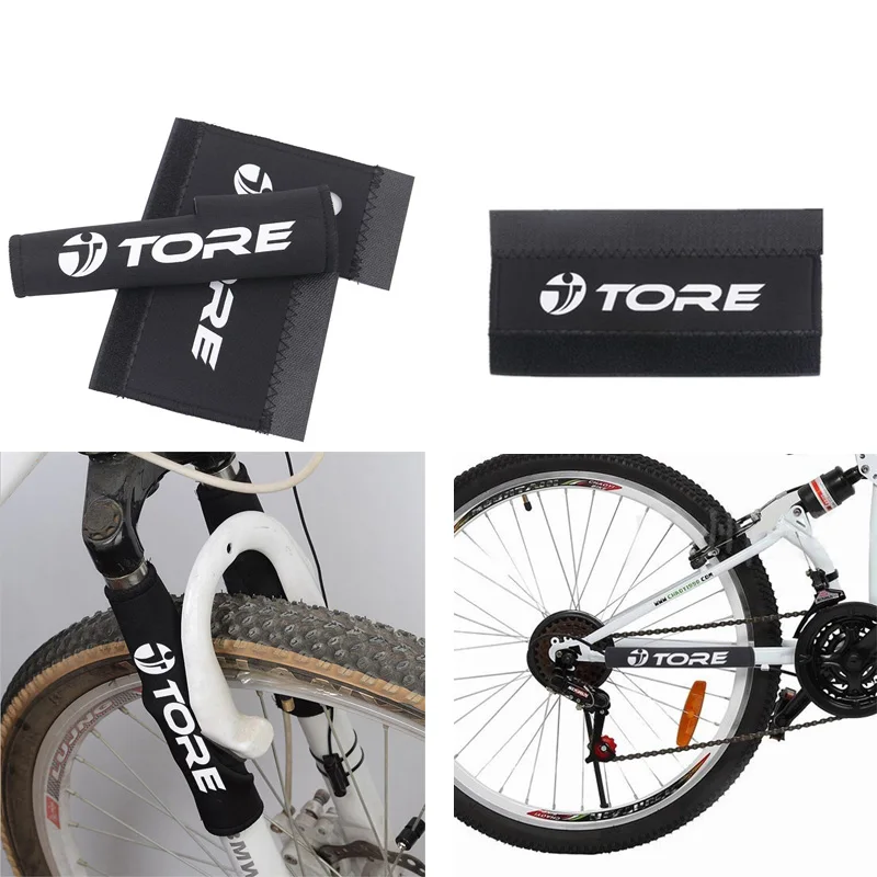 

Bicycle Fork Protection Frame Chain Protector Bicycle Accessories Black MTB Bike Stay Front Fork Protection Guard Wrap Cover Set