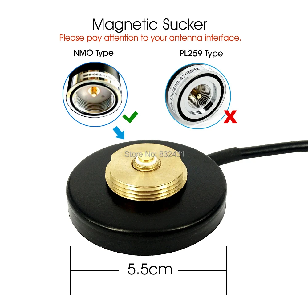 UHF PL259 to NMO Car Radio Antenna Magnet Base 6