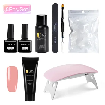 

COSCELIA Poly Nail Gel Varnish Polish Set With Lamp Poly Extension Gel Quick Builder Enhancement Camouflage LED UV Gel Polish