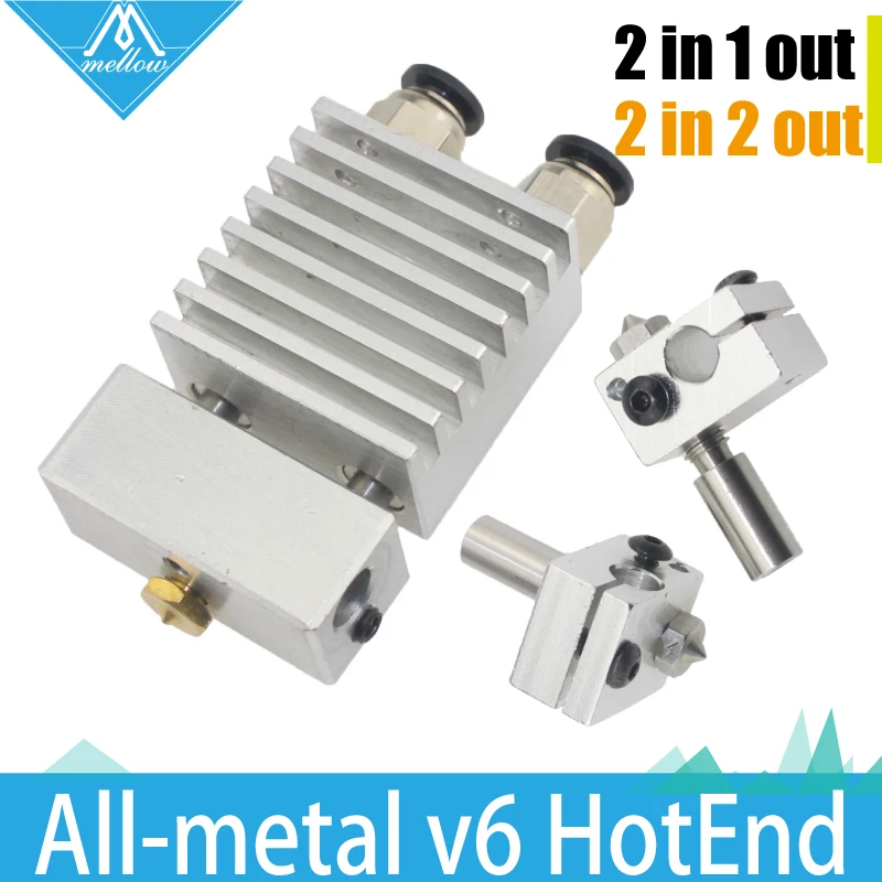  All-metal Cyclops and Chimera Dual Multi-extrusion v5 v6 HotEnd Double nozzle Head Long Distance Kit for 1.75mm 3D printer 
