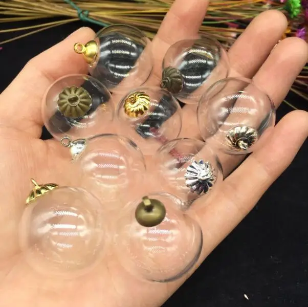 100sets 25*5mm CLEAR glass globe bubble glass dome glass wishing bottle locket glass vial pendant handmade diy jewelry findings