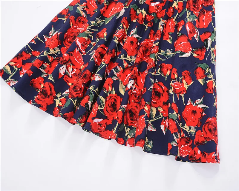 Kostlish Floral Print Summer Dress Women Sleeveless 50s Tunic Vintage Dress With Belt 2017 Elegant Swing Party Dresses Sundress (77)