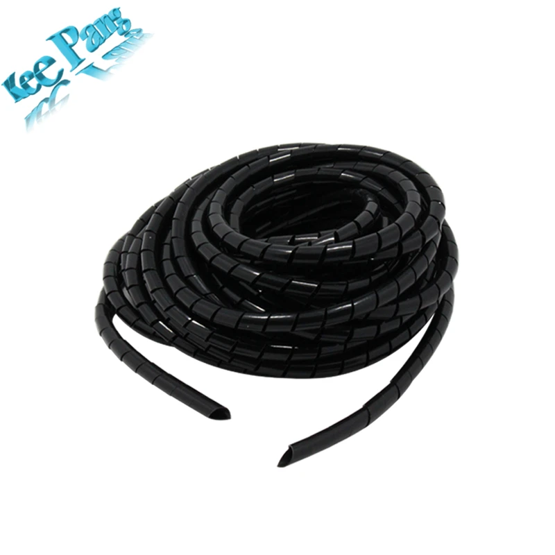 New Spiral Cable Wire Wrap Tube Diameter 8mm 12 Meter Part PE Manage Cord White Black