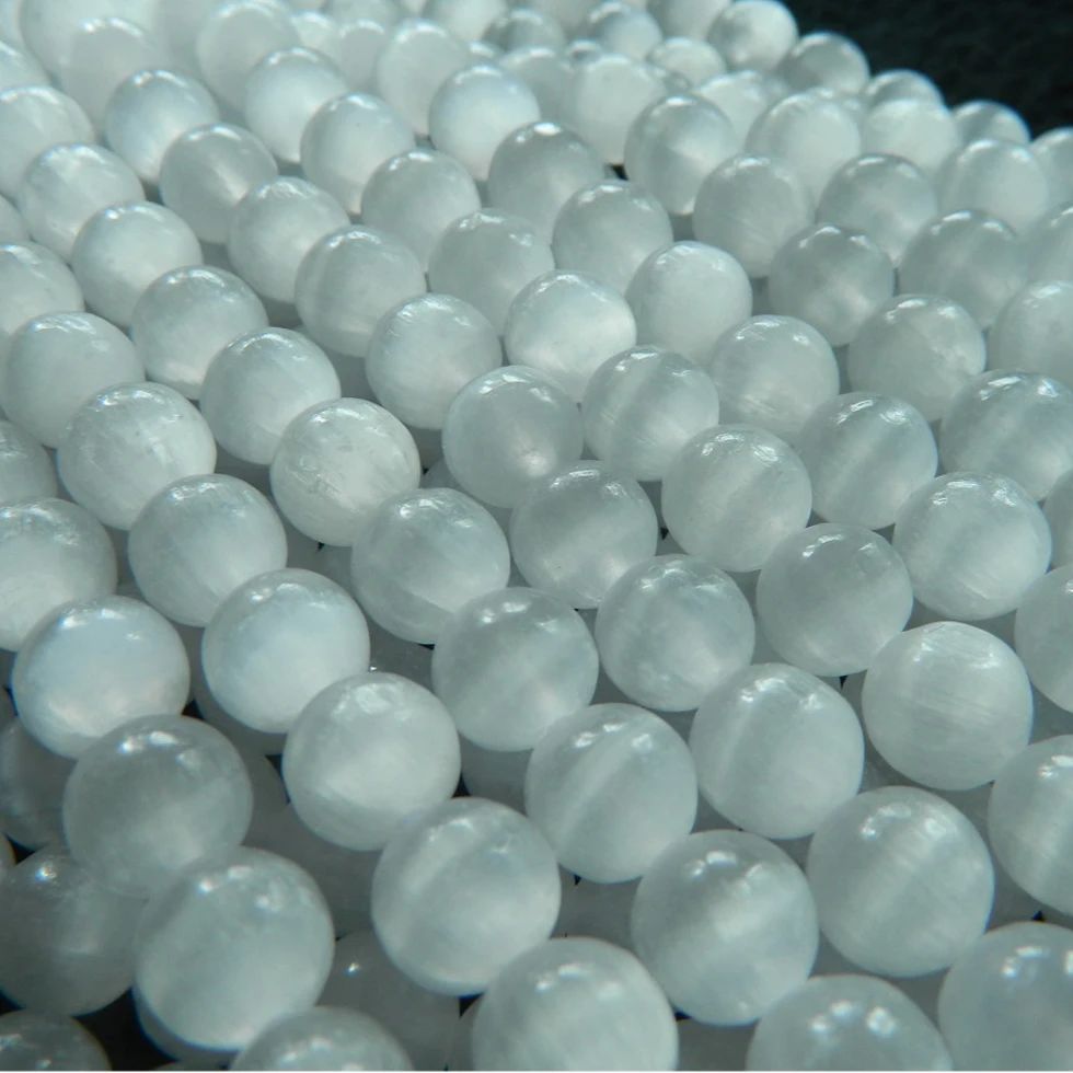 

Natural amazing (approx40pcs/47g/set) 10mm white Selenite Calcite gem beads round stone for jewelry design making