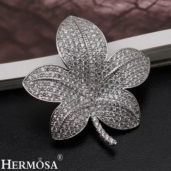 

Maple Leaf Brooches for women HERMOSA New Zircon Pins Brooch Wedding Jewellery Party Gift Fashion Ladies Design