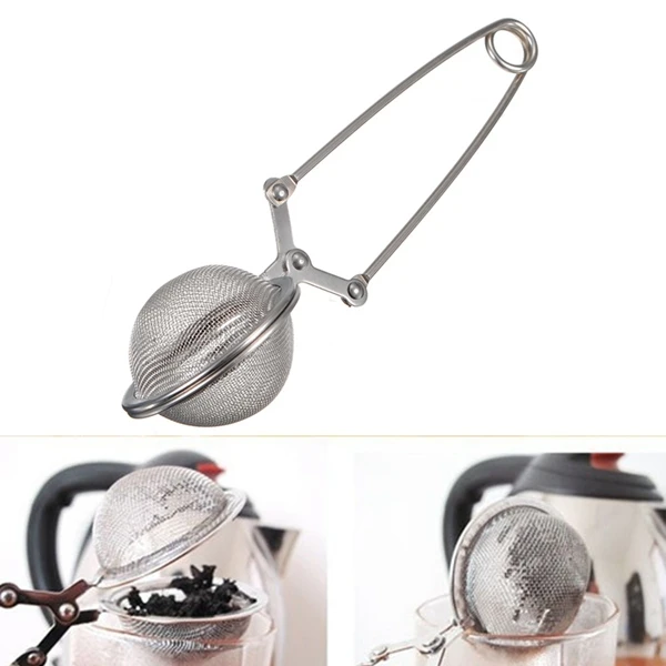 200pcs Loose Spring Spoon Tea Mesh Ball Infuser Filter Teaspoon Squeeze