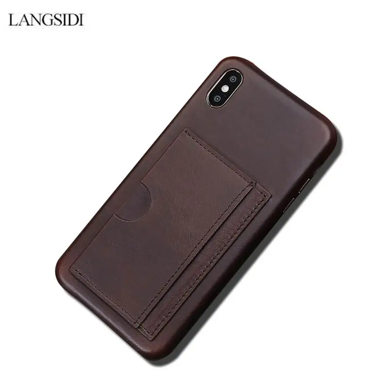 

Genuine Leather Multifunction phone case for iPhone 7 7plus 8 XS XR fashion High end Business for iPhone X case protective case