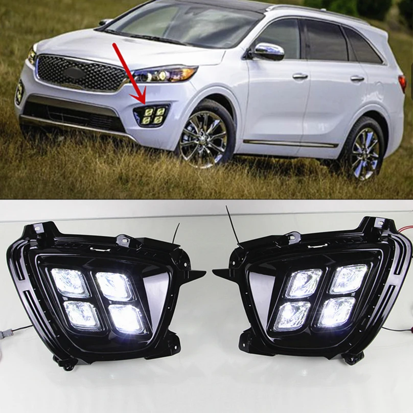 Автомобильный мигающий 1 комплект для KIA Sorento светодиодный DRL Дневной ходовой светильник Дневной светильник водонепроницаемый 12 В противотуманный фонарь автомобильный Стайлинг