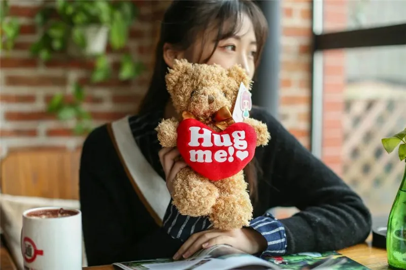 Hug Me Teddy Bear Plush Toys Holding Love Heart Ted Bear Soft Stuffed Dolls Valentine Day Kids Girls' Friends Birthday Christmas Gift  (7)