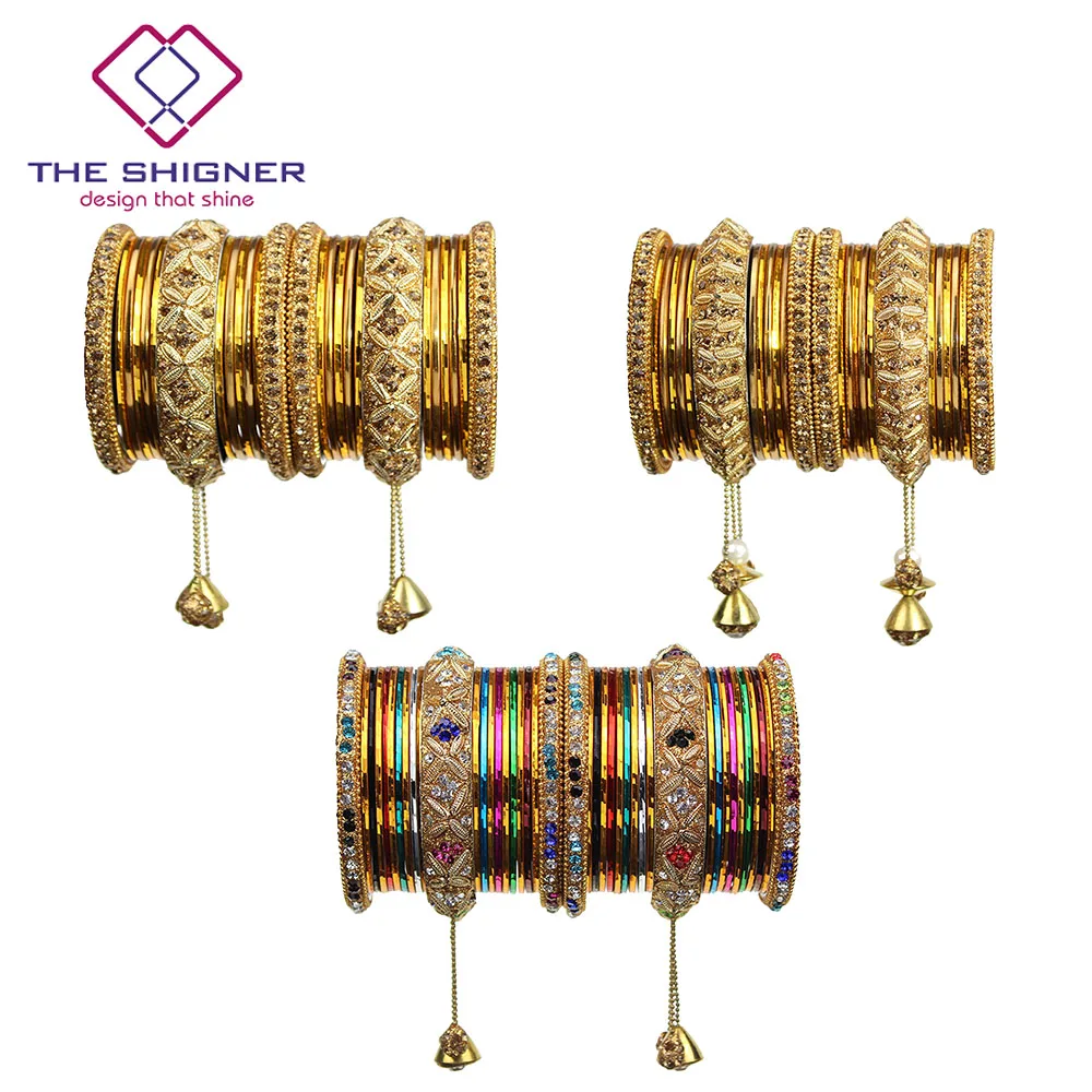 Ювелирные изделия Болливуда от SHIGNER золотой цвет латкан Jhumka Jhumki свадебные
