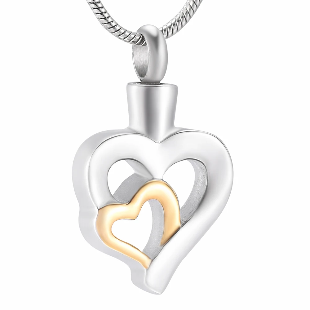 

LKJ9996 Heart Hold Heart Human Cremation Pendant with Screw Hold Ashes for Loved One Funeral Necklace Memorial Jewelry