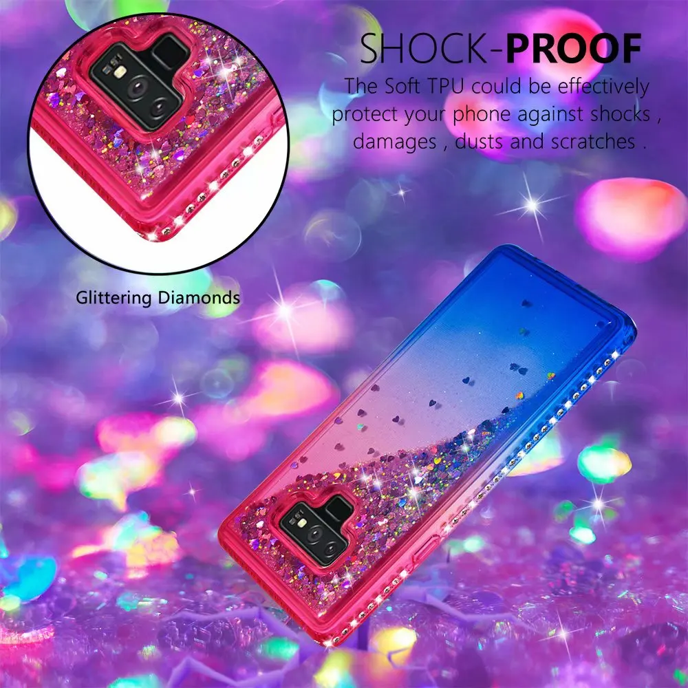 Glitter Liquid Diamond Bling Floating Soft Shiny Case Cover For Samsung S8 S9 A5 2017 A6 A6 Plus Note 9 J3 J7 Clear Phone Coque  (5)