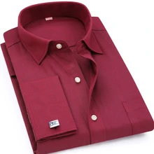 Высокое качество Оксфордские мужские французские запонки деловое платье рубашка с длинным рукавом Классическая нагрудная Красная футболка с изображением бутылки вина мужская одежда джентльмена