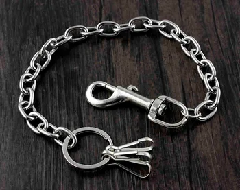 

17" Men's Biker Punk Trucker Pants Anti Theft Wallet Chain Silver Tone YL-28