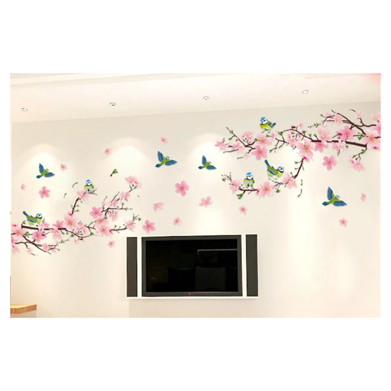 New Arrival Cherry Blossoms Wall Stickers Decal Bedroom Living Room DIY
