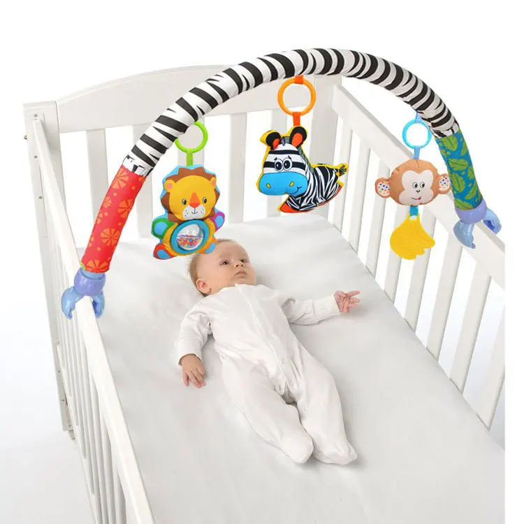 Sozzy Младенческая коляска игрушки 0-12 месяцев для детей милая новорожденная подвесная погремушка для малышей мобильное кольцо кровать колокольчик мягкая кровать коляска баб музыкальная игрушка - Цвет: zabra