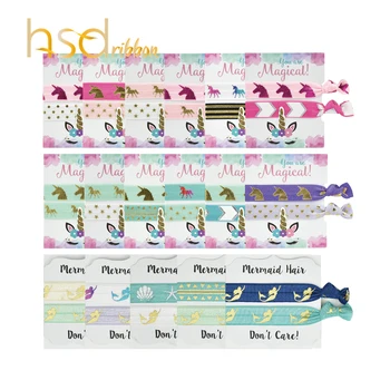

HSDRibbon Hair Ties for girls 5x2pc packs knotted Hair Ties fold over elastic
