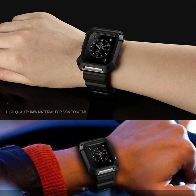 Sport Band for Apple Watch 3 42mm / 38mm for iwatch 3/2/1 Wrist Band Rubber Band Wrist Watch with Protective Case