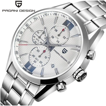 

PAGANI DESIGN Luxury Brand Stainless Steel Watch Men's Chronograph Waterproof Watch Men's Quartz Watch Multifunction Leather