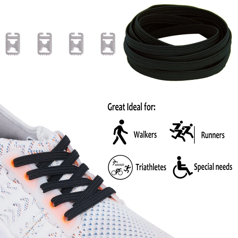 1 pair No Tie Shoe laces Elastic Shoelaces Flat Convenient Simple Quick Shoelace Outdoor Leisure Sneakers Lazy laces 100CM