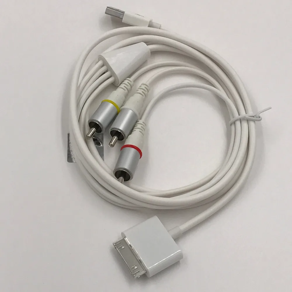 For iPad to TV Cable 30Pin Port to 3 RCA Cable USB2.0 Charge or Sync