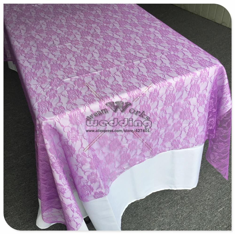 Hot Sale Purple Color Lace Table Cloth Rectangular Tablecloths For