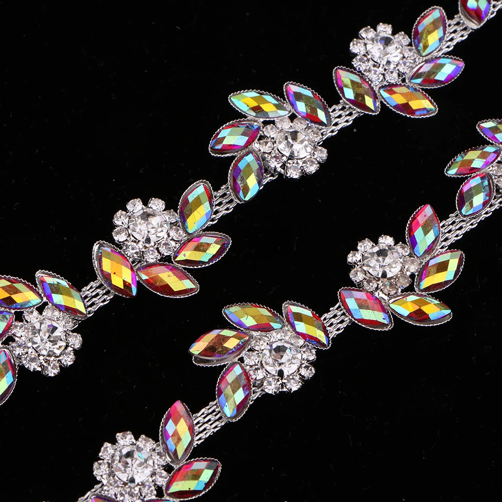 1 Yard Glass Rhinestone Chain Beaded Sew on Applique Trim DIY Sewing Crafts
