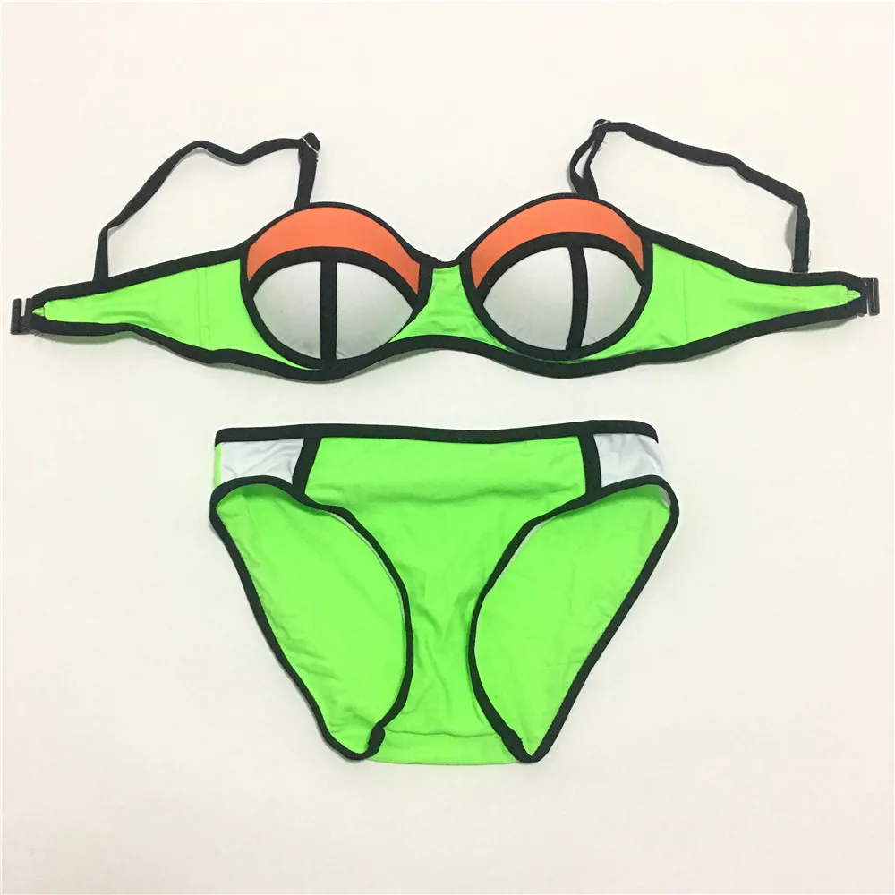 2PC Patchwork Swimwear Crochet Bikini 2017 Summer Sexy Swimwear Women Swimsuit biquini mulher Push Up Bikinis Bathsuit Trikini (2)