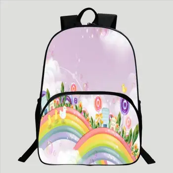 

Hot 3D Printing Rainbow Butterfly pattern children's schoolbag 1-3 grade primary school backpack Boys Girls school bags 16 inch