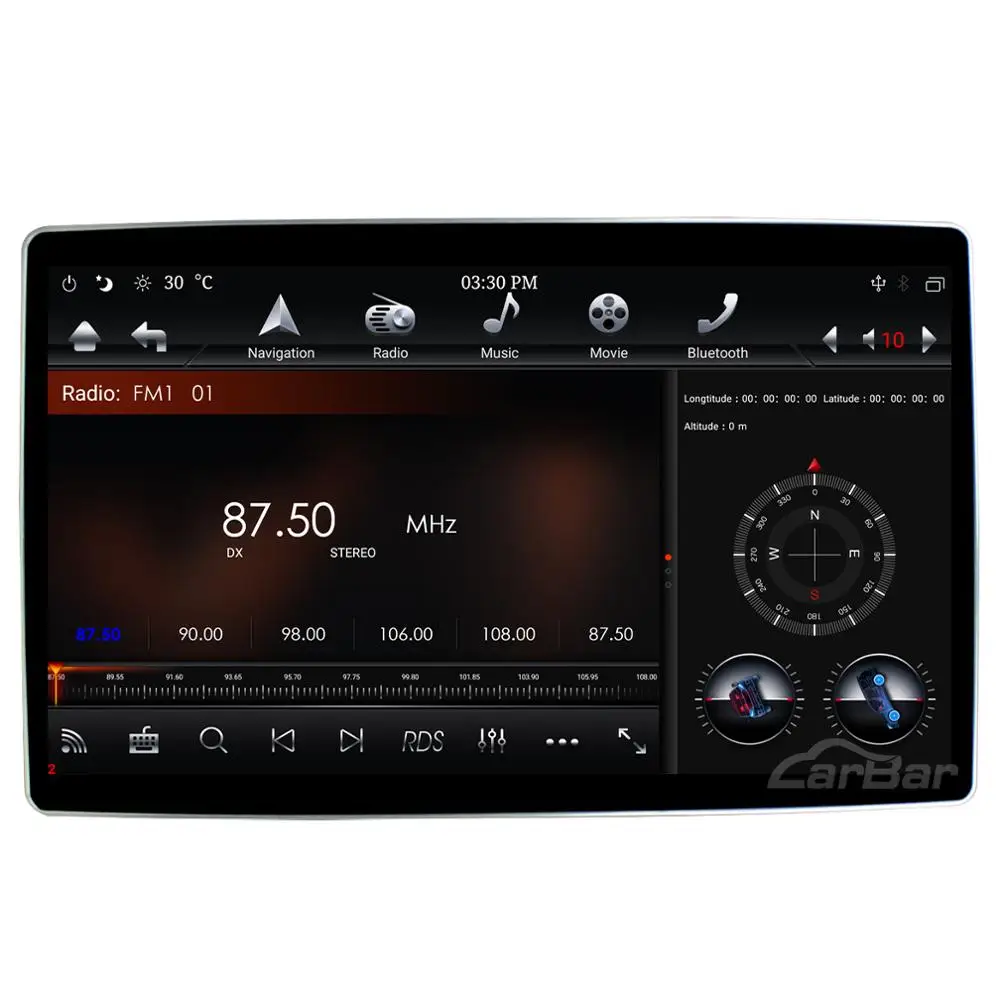 Flash Deal Carbar 12.8" Tesla Style Rotation IPS Screen 2 Din Universal Android 8.1 Car DVD GPS Player Radio Car Stereo Voice Control 3