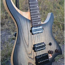 NK безголовая электрогитара стиль модель черный взрыв цвет пламени клен шеи гитары