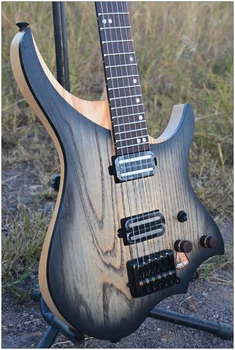 

NK Headless Electric Guitar style Model Black burst color Flame maple Neck in stock Guitar free shipping