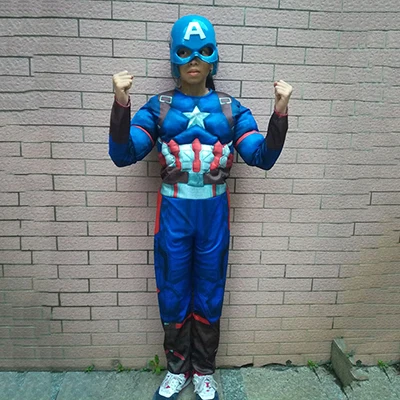 Classic Superhero Muscle Captain America Costume Avengers Endgame Cosplay Superman Halloween Party Costumes for Boys Girls