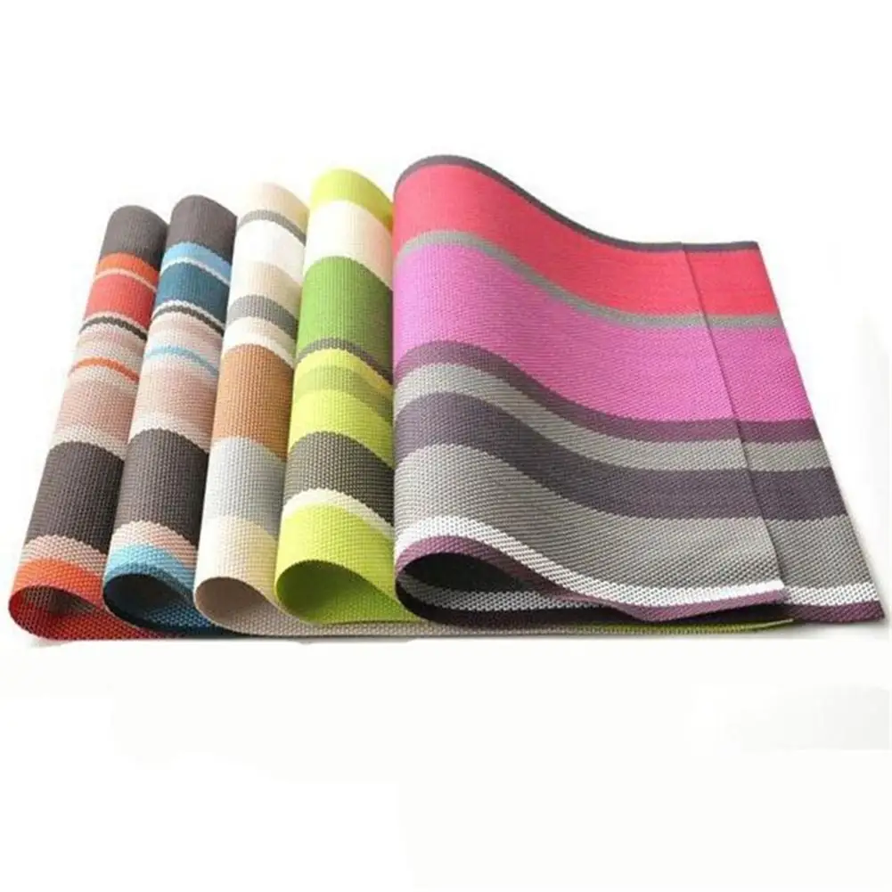 

Striped Design Heat Insulation PVC Pad Kitchen Dining Table Mat Placemat Decor Hot