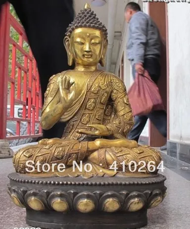 

23"Tibet Buddhist Folk Temple Bronze Gild Sakyamuni Buddha statue