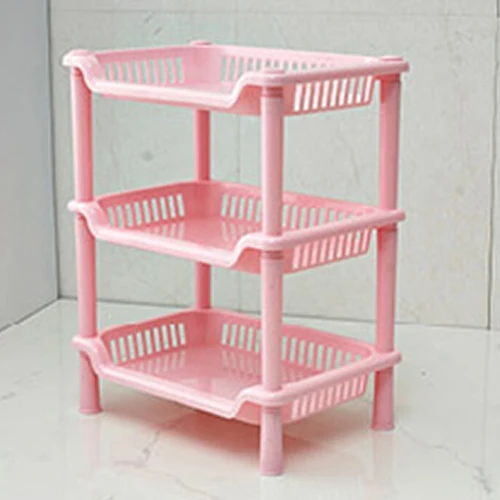 1 шт. квадратной формы пластиковые полки для хранения для ванной держатели три слоя организации Тип Пола - Цвет: Pink