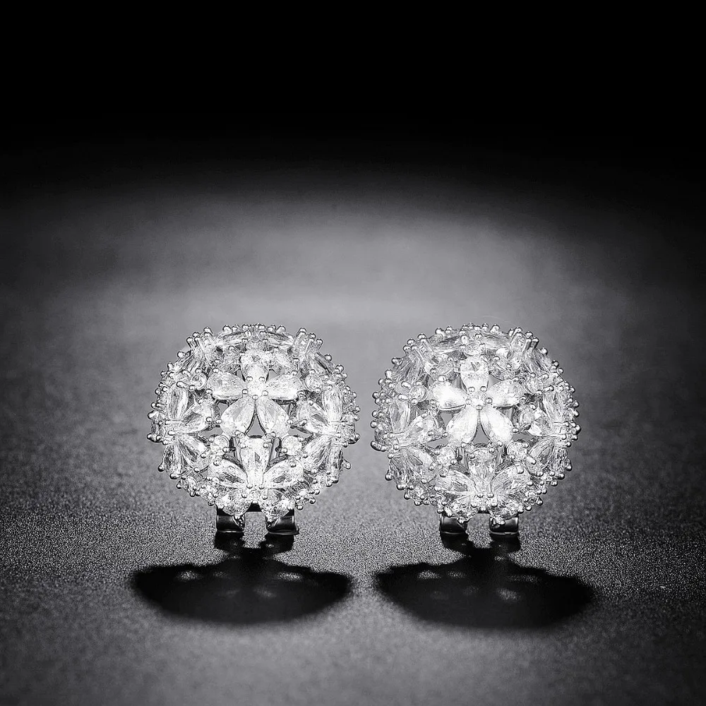 YoGe свадебные и вечерние ювелирные изделия, E1605 Мода AAA CZ прозрачный кристалл цветок серьги гвоздики