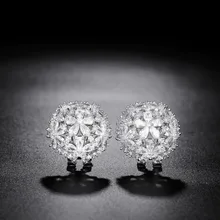 YoGe свадебные и вечерние ювелирные изделия, E1605 Мода AAA CZ прозрачный кристалл цветок серьги гвоздики