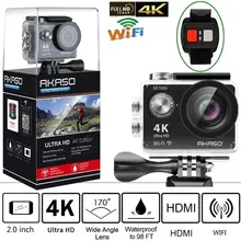 AKASO EK7000 4 K WI-FI экшн-камера для съемки под открытым небом со сверхвысоким разрешением Ultra HD, Водонепроницаемый DV видеокамера 12MP 170 градусов Широкий формат черного цвета