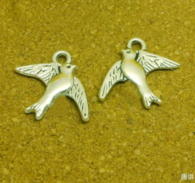 

200pcs Lovely Antique Silver tone/Antique Bronze Swallow/Bird/Dove Pendant Charm/Finding,DIY Accessory Jewelry Making