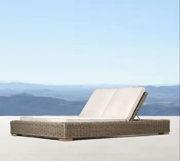 

New arrival patio outdoor garden wicker double daybed sun lounger furniture