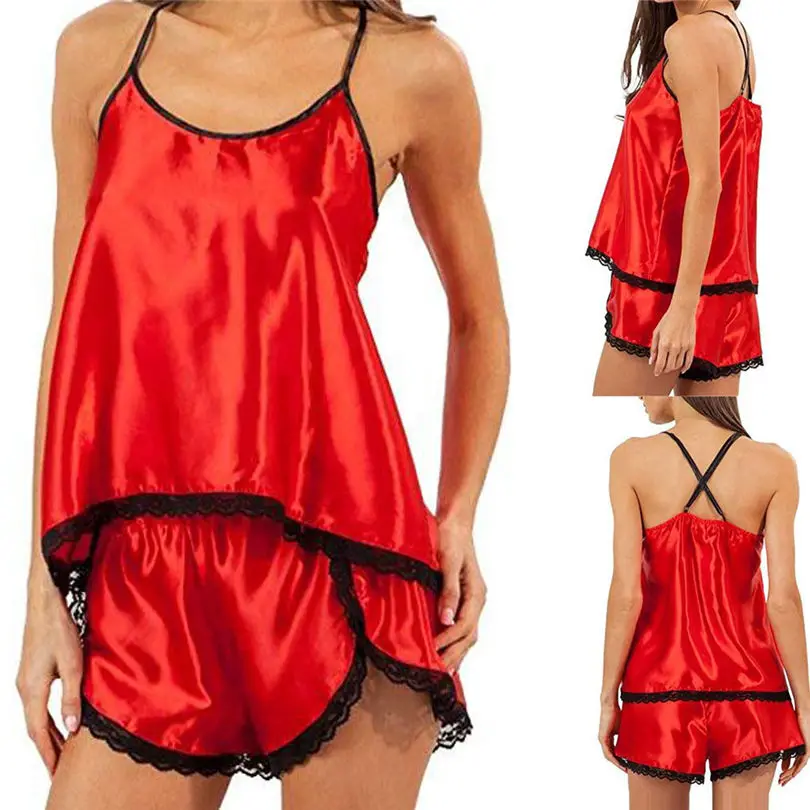 New Women's Satin Sleepwear Women Elegant Ladies Passion Casual Daily Nightwear Sexy Lingerie Babydoll G-string Dress #4F10 (1)