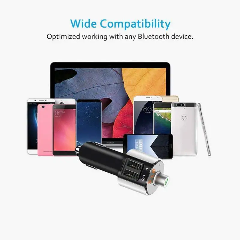 Беспроводной Bluetooth FM передатчик Автомобильный MP3-плеер громкой связи Bluetooth с светодиодный Экран дисплея двойной зарядка через usb Порты и разъёмы