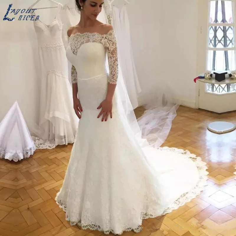 

SHJ920 Mermaid Wedding Dress 2019 Lace Long Sleeve wedding gowns robe de mariee vestido de noiva vestidos de festa suknia slubna