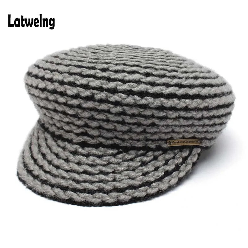2018 New Handmade Crochet Newboys Tappi Per Le Donne Cappuccio Ottagonale Cappello Europeo E Americano di Moda Coppia All'ingrosso