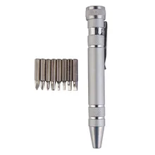 High Quality Convenient 8 in 1 Aluminum Precision Multi-Tool Screw Driver Portable Tool Silver NG4S